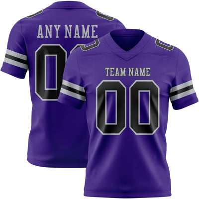 Custom Purple Black-Gray Authentic Football Jersey