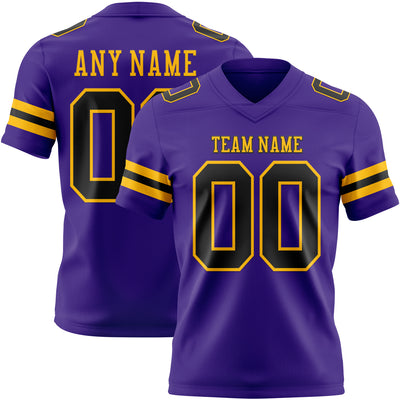 Custom Purple Black-Gold Authentic Football Jersey