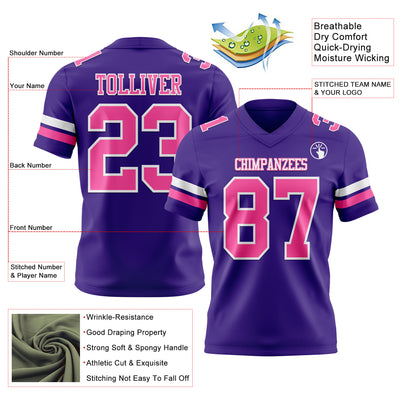 Custom Purple Pink-White Authentic Football Jersey