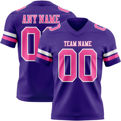 Custom Purple Pink-White Authentic Football Jersey