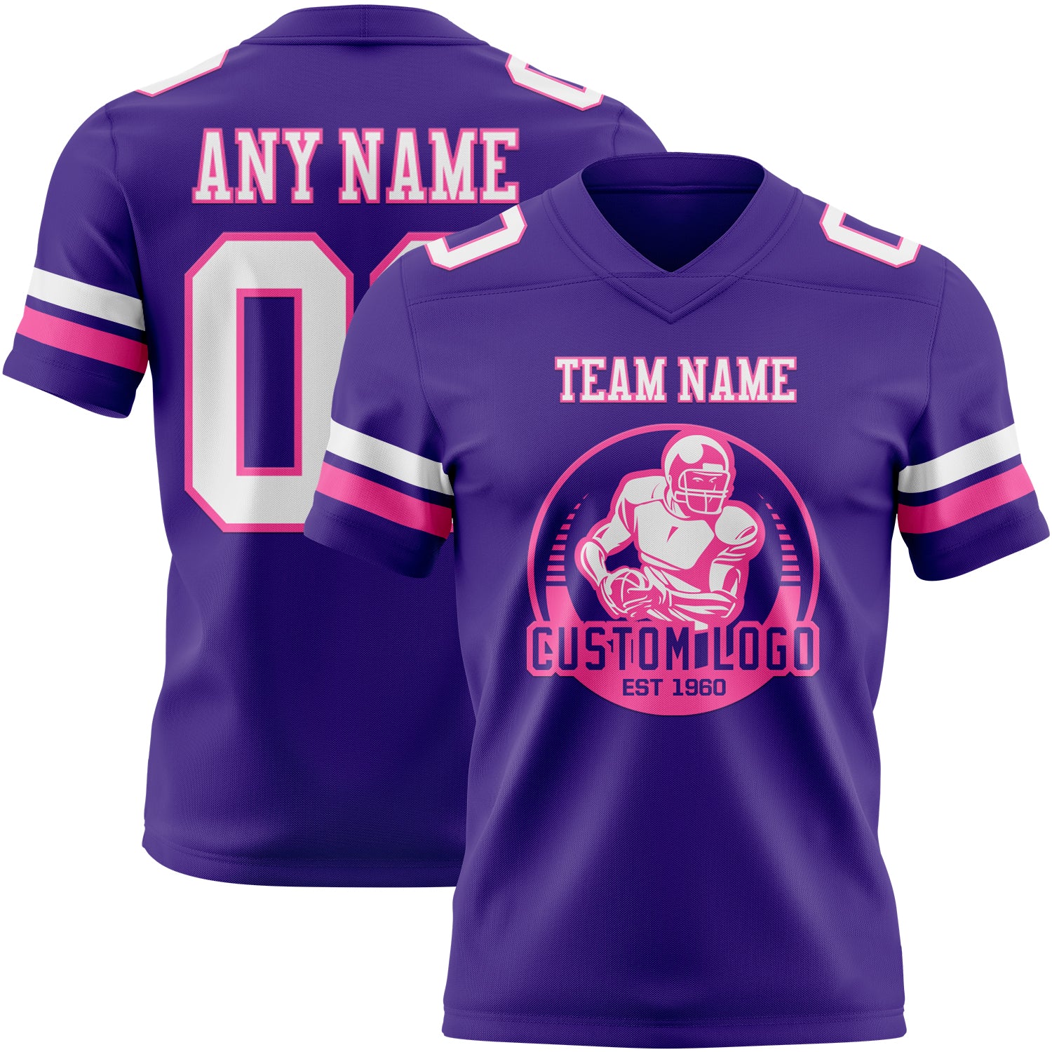 Custom Purple White-Pink Authentic Football Jersey