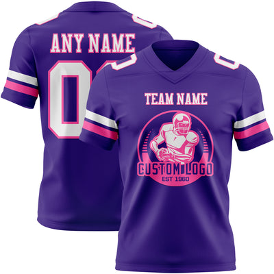 Custom Purple White-Pink Authentic Football Jersey