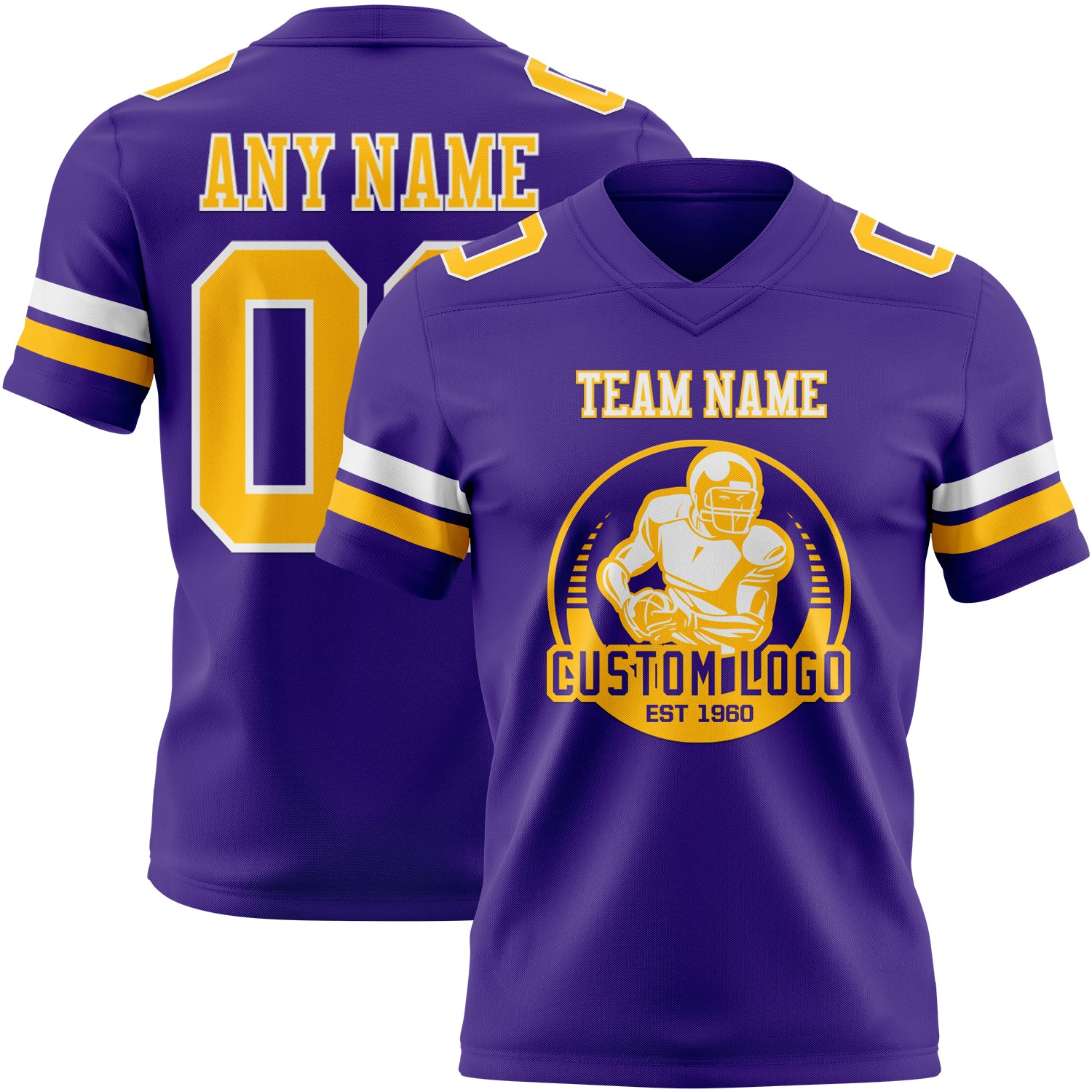 Custom Purple Gold-White Authentic Football Jersey