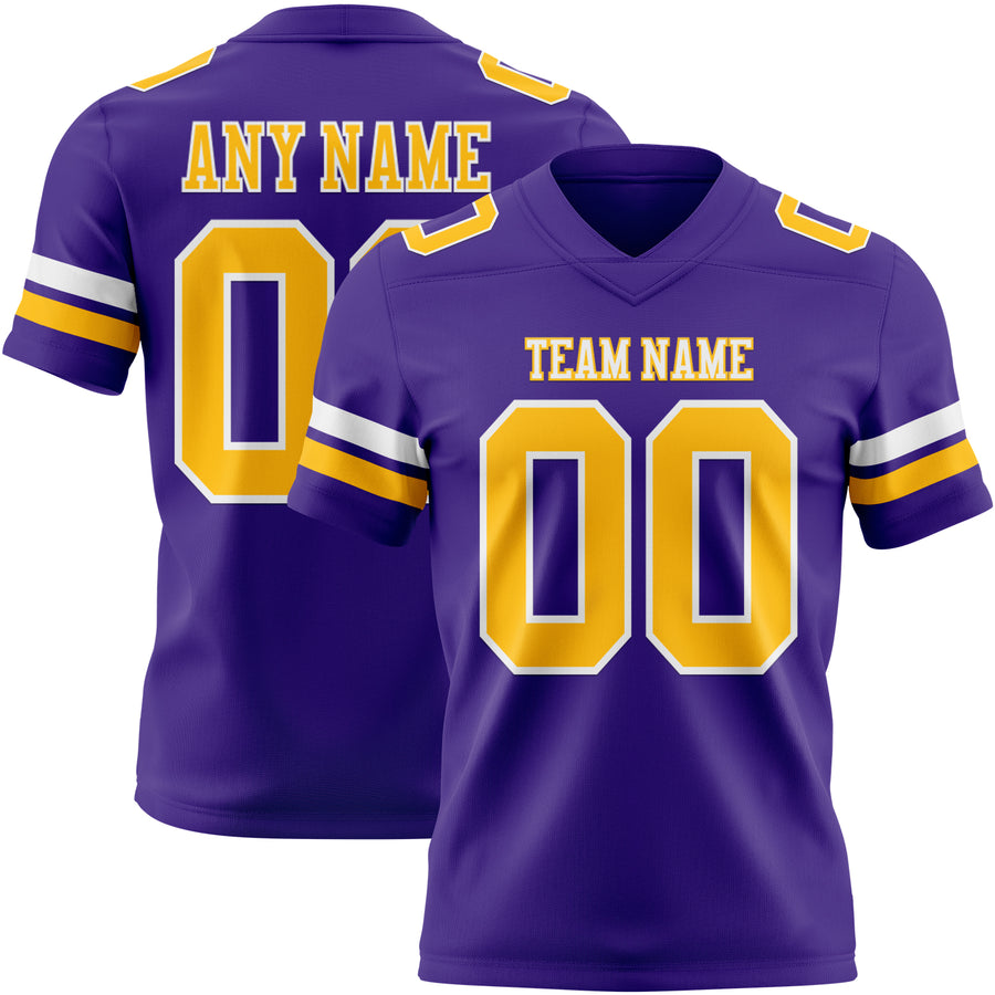Custom Purple Gold-White Authentic Football Jersey