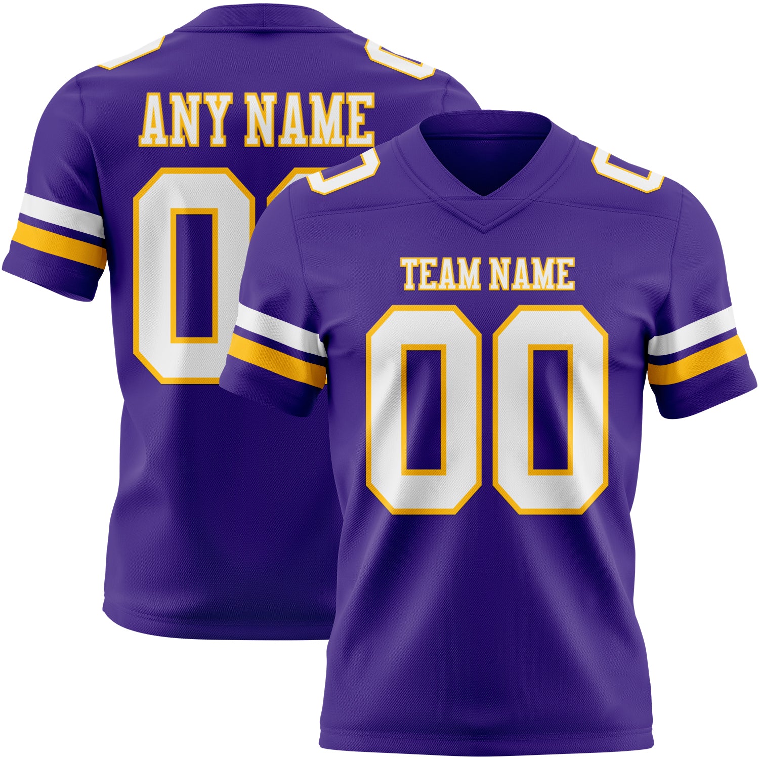Custom Purple White-Gold Authentic Football Jersey