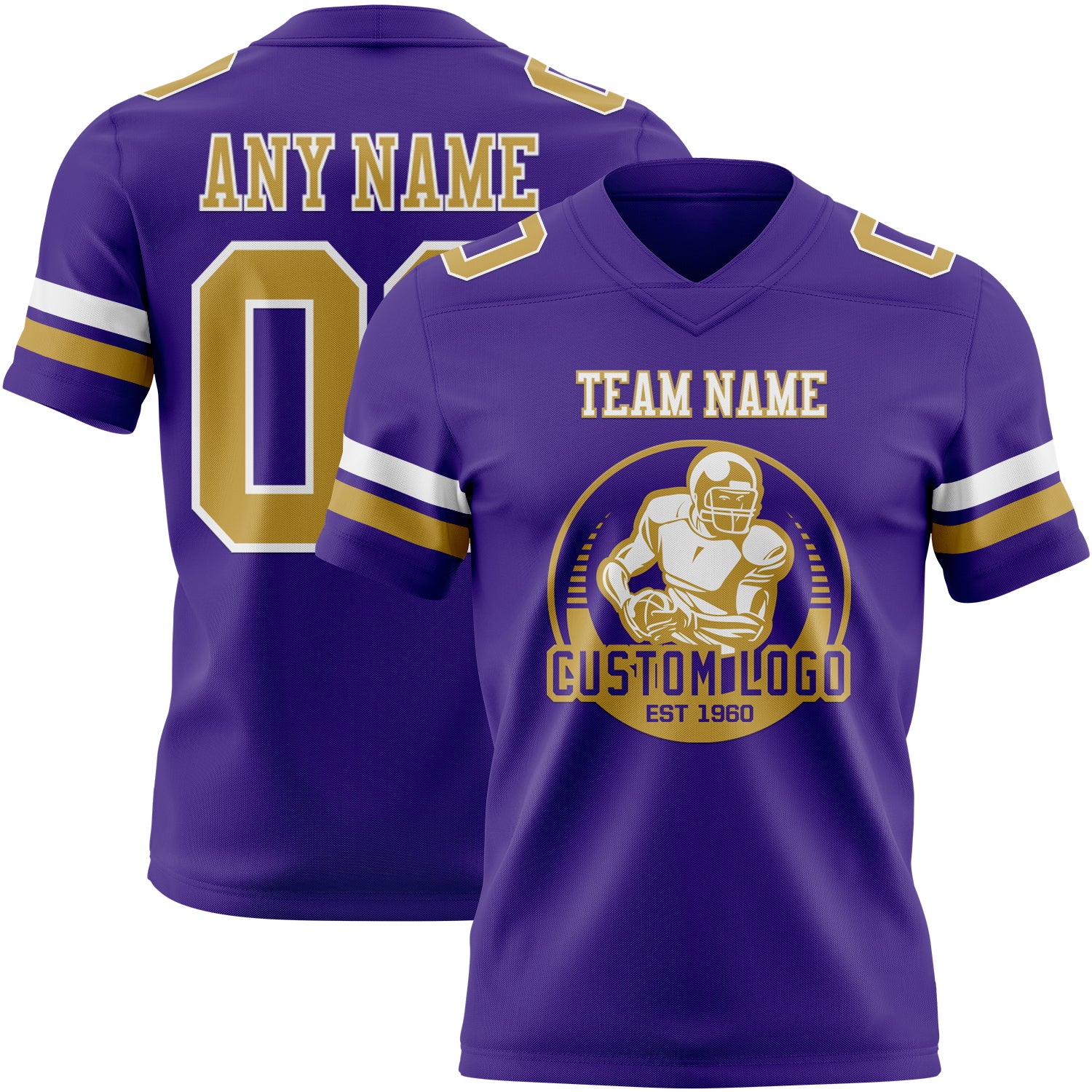 Custom Purple Old Gold-White Authentic Football Jersey