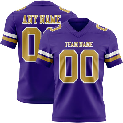 Custom Purple Old Gold-White Authentic Football Jersey
