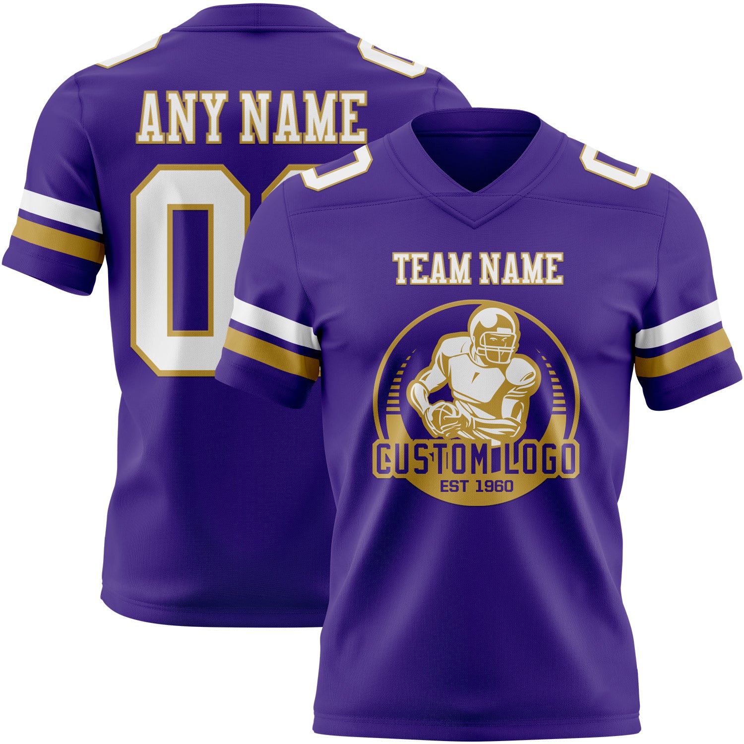 Custom Purple White-Old Gold Authentic Football Jersey