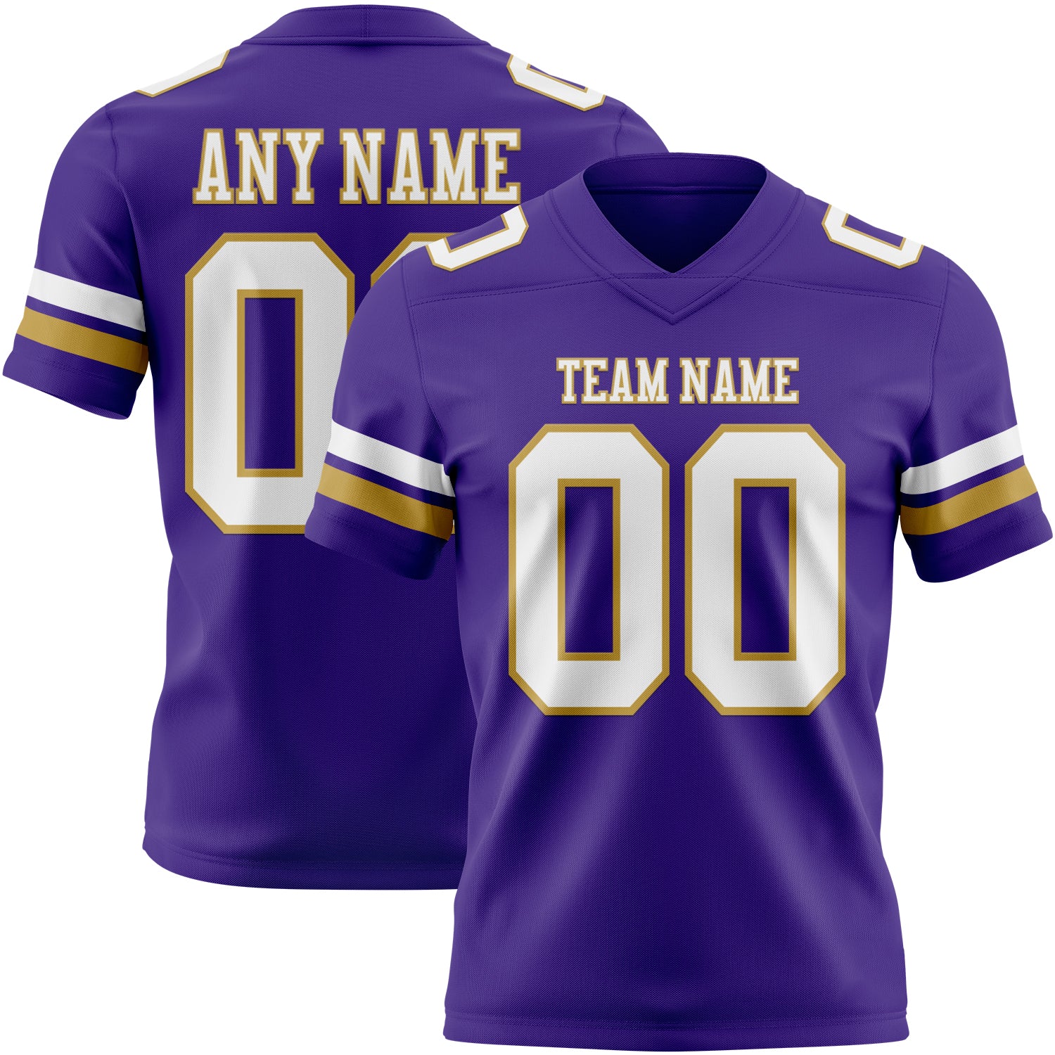Custom Purple White-Old Gold Authentic Football Jersey