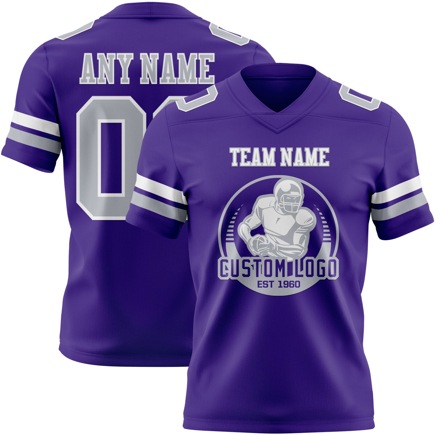 Custom Purple Gray-White Authentic Football Jersey
