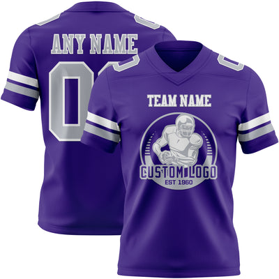 Custom Purple Gray-White Authentic Football Jersey
