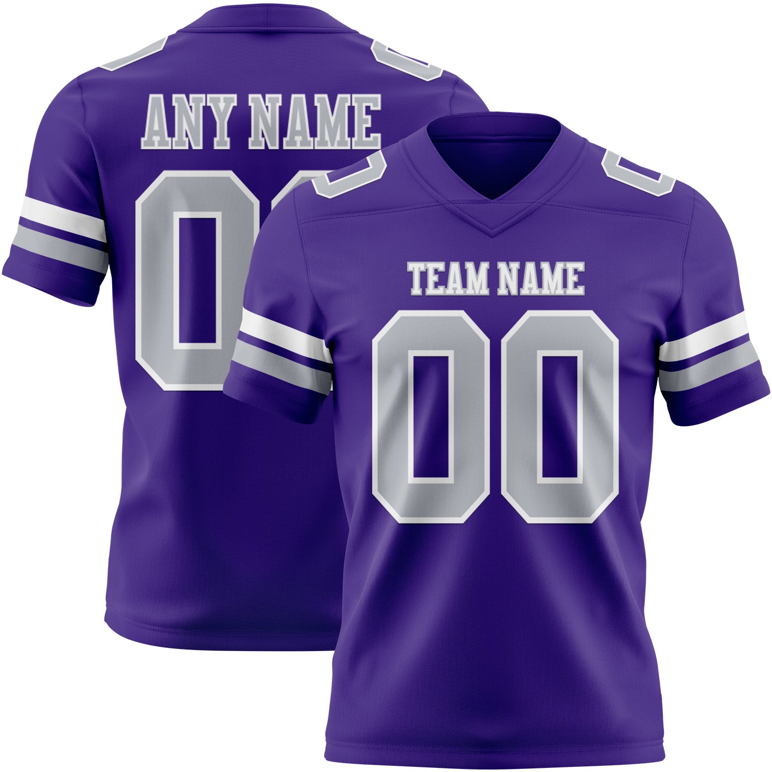 Custom Purple Gray-White Authentic Football Jersey
