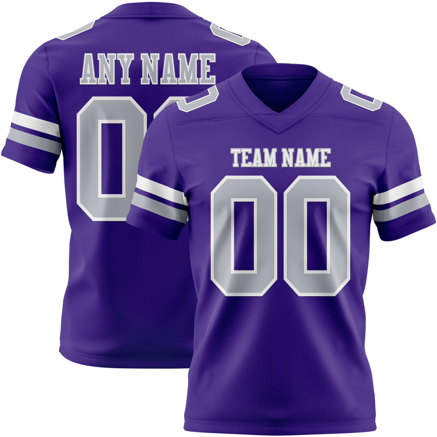 Custom Purple Gray-White Authentic Football Jersey