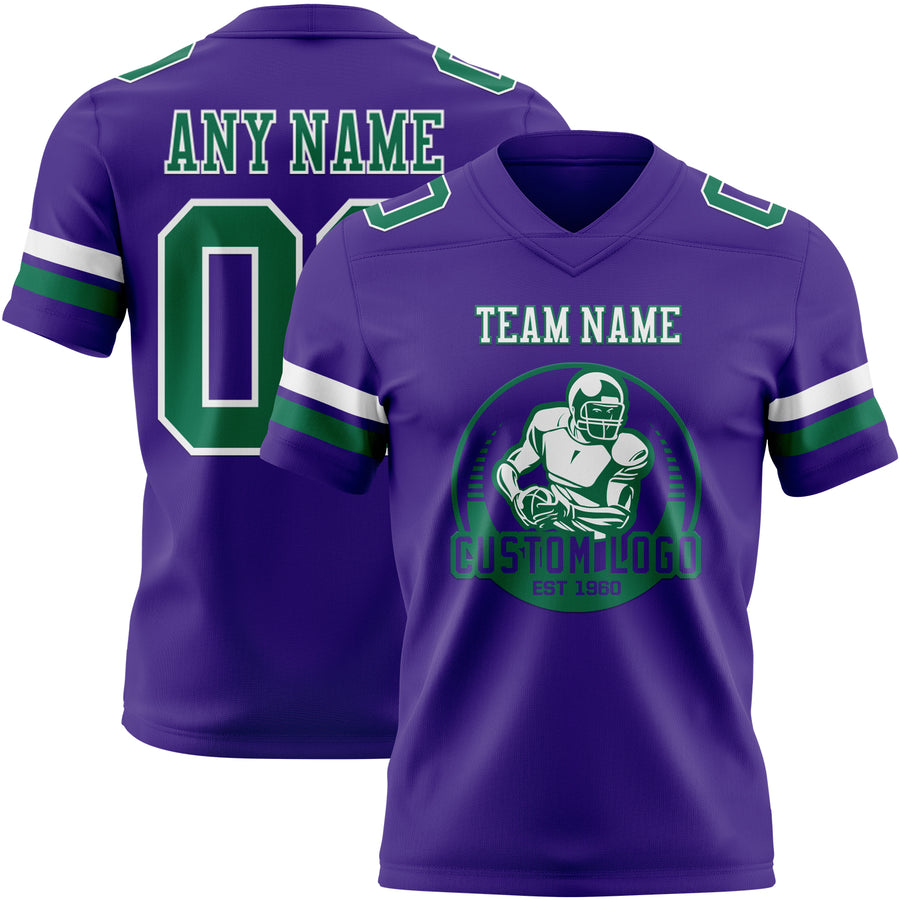 Custom Purple Kelly Green-White Authentic Football Jersey