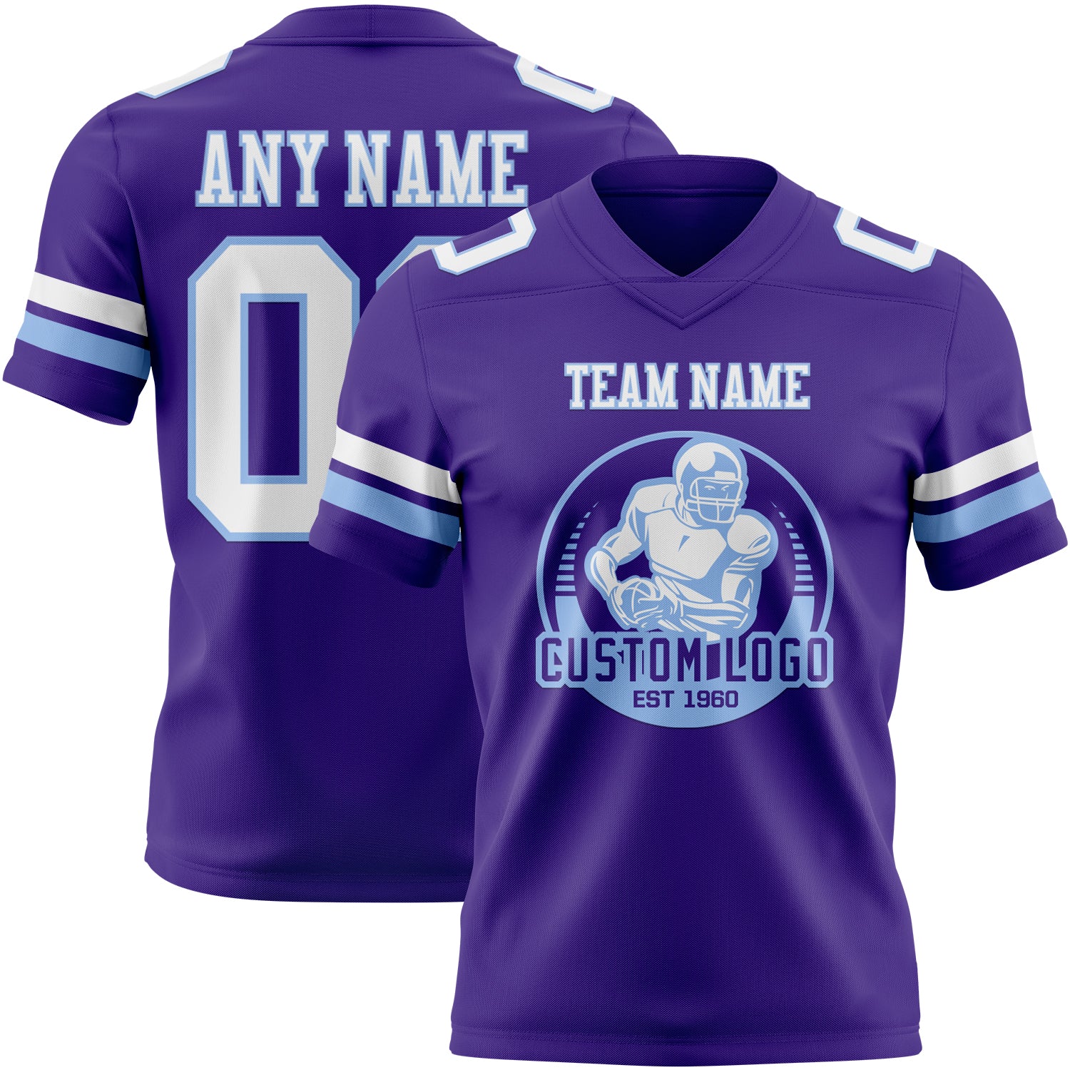 Custom Purple White-Light Blue Authentic Football Jersey