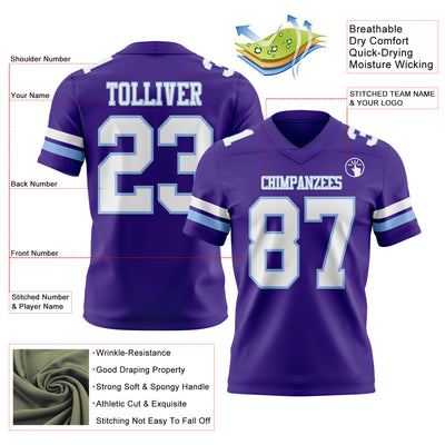 Custom Purple White-Light Blue Authentic Football Jersey