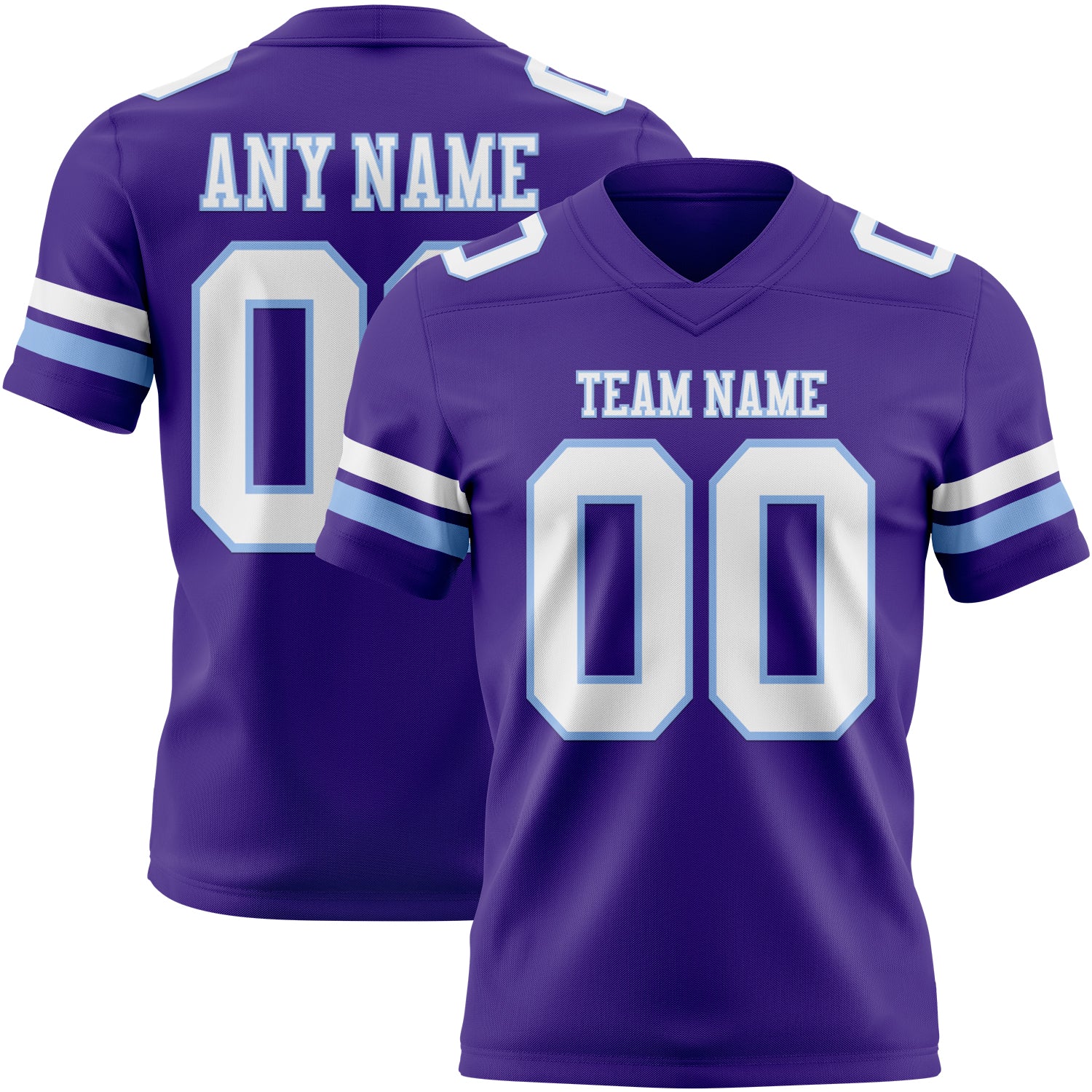 Custom Purple White-Light Blue Authentic Football Jersey
