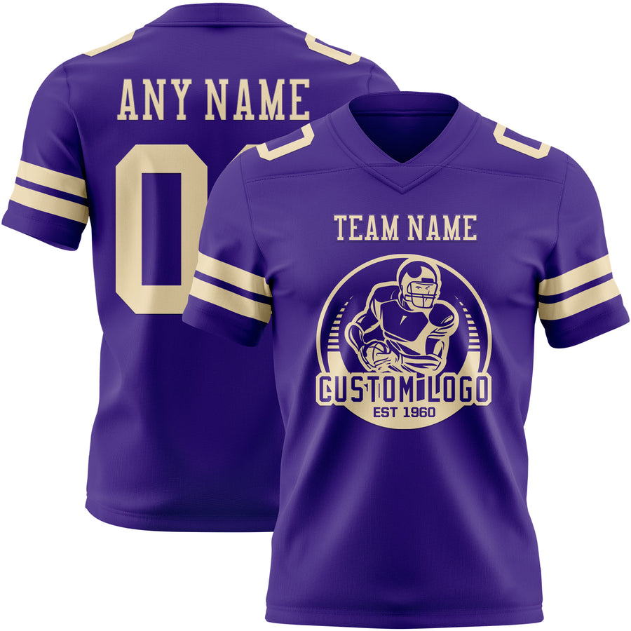 Custom Purple Cream Authentic Football Jersey