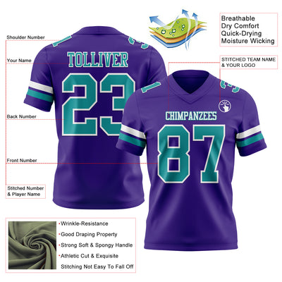 Custom Purple Teal-White Authentic Football Jersey