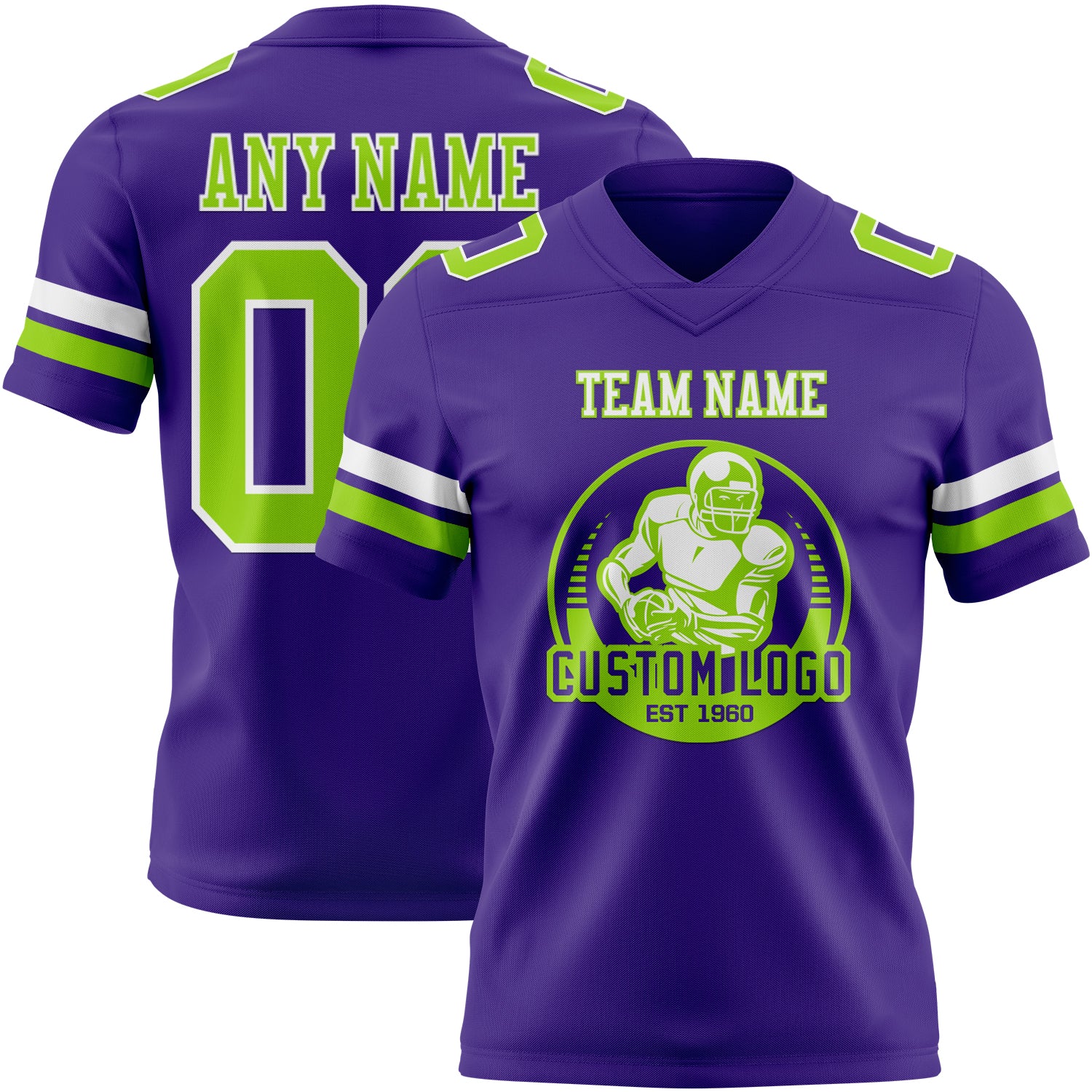 Custom Purple Neon Green-White Authentic Football Jersey