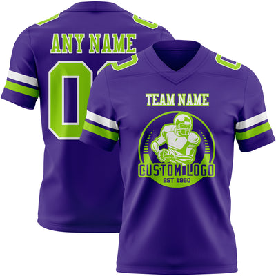 Custom Purple Neon Green-White Authentic Football Jersey