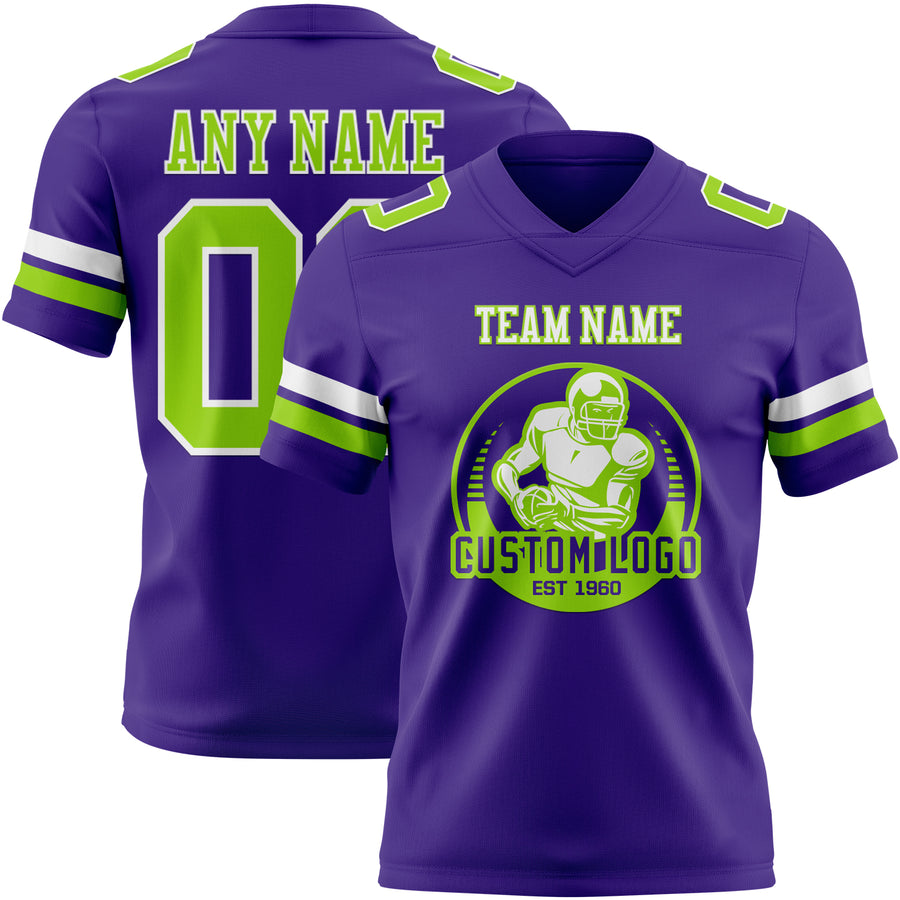 Custom Purple Neon Green-White Authentic Football Jersey