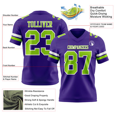Custom Purple Neon Green-White Authentic Football Jersey
