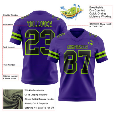 Custom Purple Black-Neon Green Authentic Football Jersey