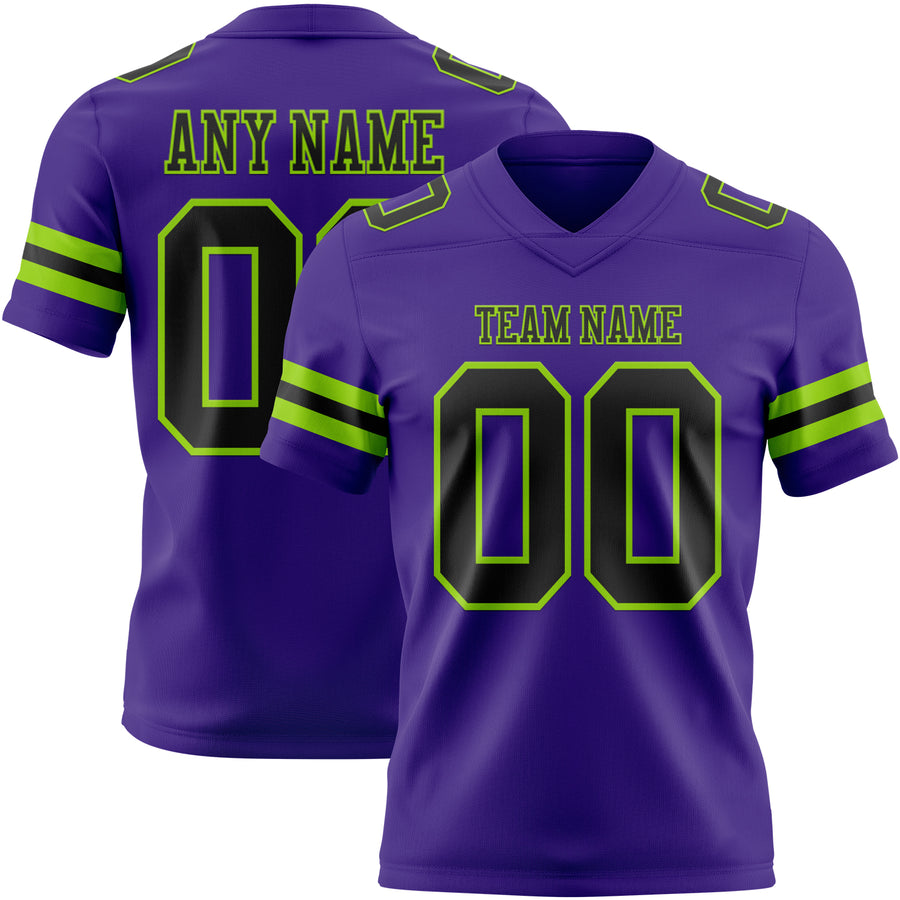 Custom Purple Black-Neon Green Authentic Football Jersey