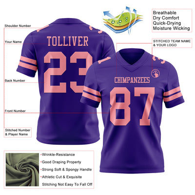 Custom Purple Medium Pink Authentic Football Jersey
