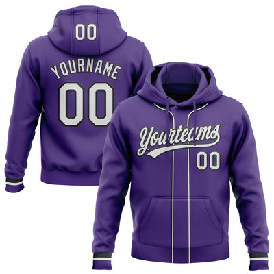 Custom Stitched Purple White-Black Baseball Pullover Sweatshirt Hoodie