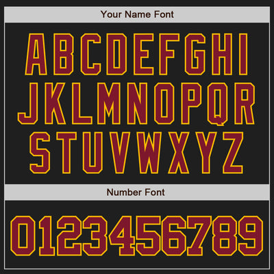 Custom Black Crimson-Gold Authentic Raglan Sleeves Baseball Jersey