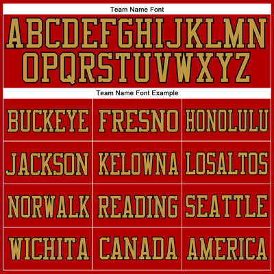 Custom Red Old Gold-Black Mesh Authentic Football Jersey