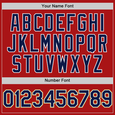 Custom Red Navy-Old Gold Mesh Authentic Throwback Baseball Jersey