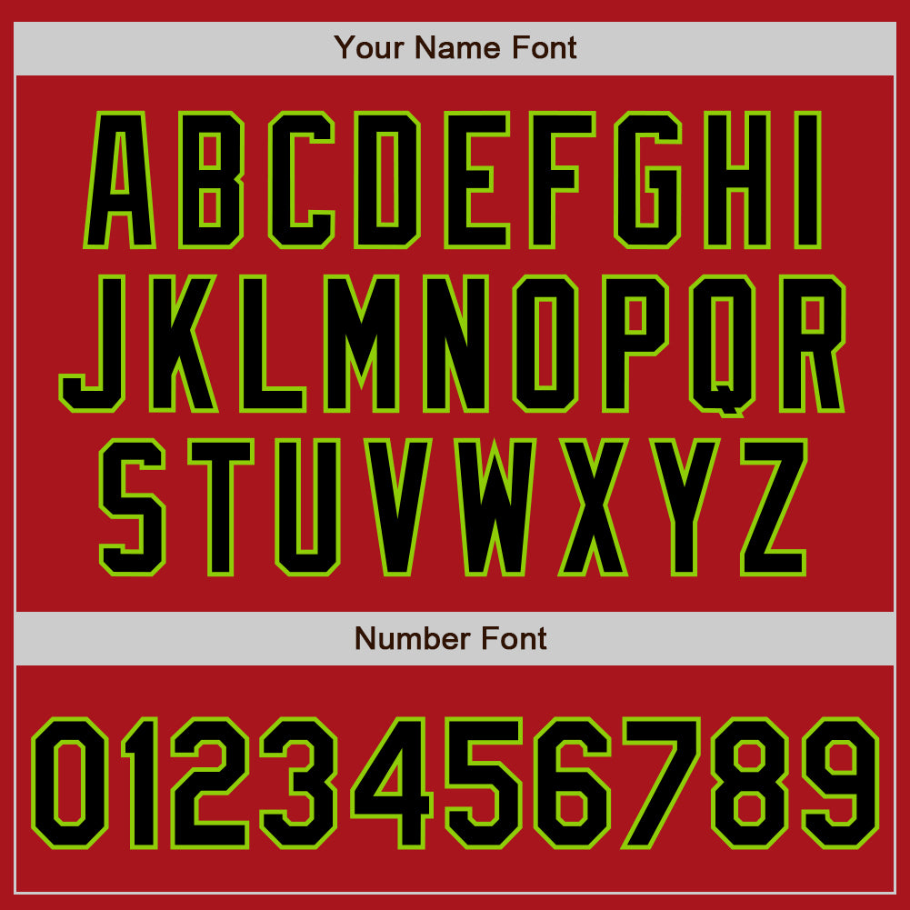 Custom Red Gray Pinstripe Black-Neon Green Authentic Baseball Jersey