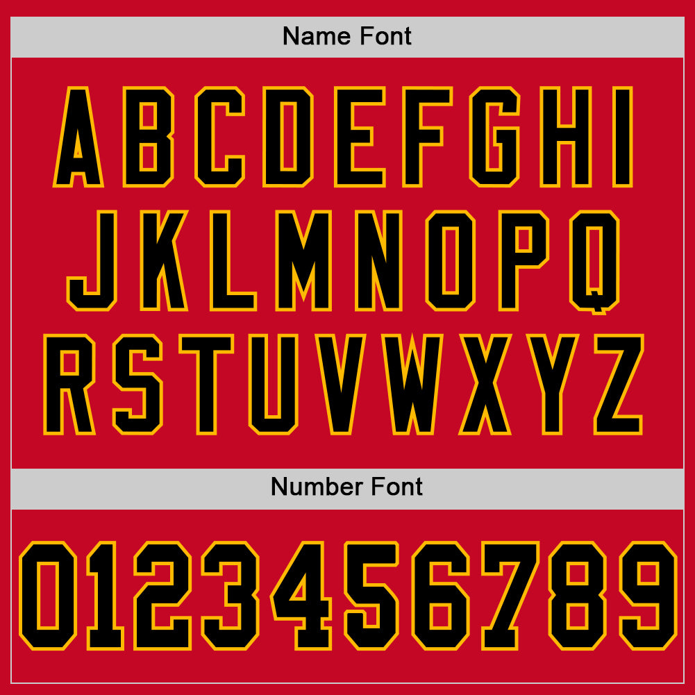 Custom Red Black-Gold Mesh Authentic Throwback Football Jersey