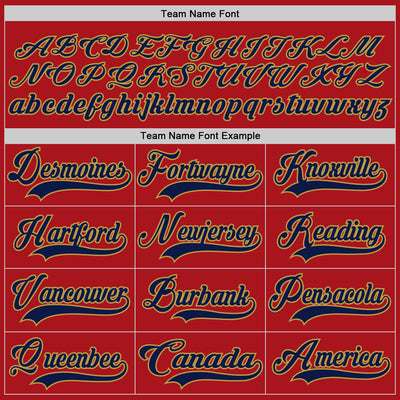 Custom Red Navy-Old Gold Hockey Lace Neck Jersey