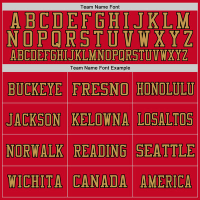 Custom Red Old Gold-Black Mesh Authentic Throwback Football Jersey