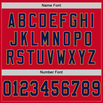 Custom Red Navy-Old Gold Mesh Authentic Throwback Football Jersey