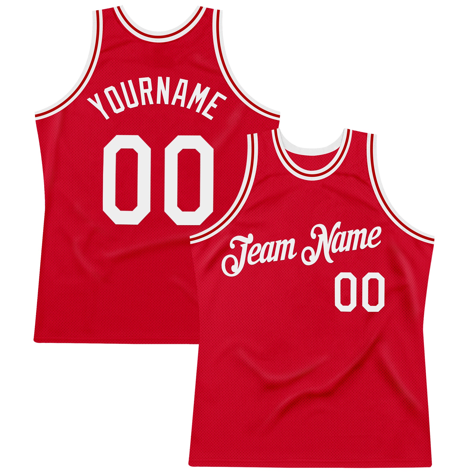 Custom Red White Authentic Throwback Basketball Jersey