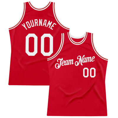 Custom Red White Authentic Throwback Basketball Jersey