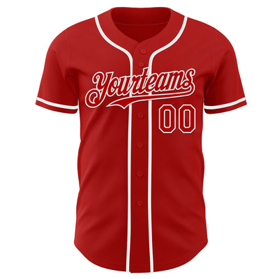 Custom Red White Authentic Baseball Jersey