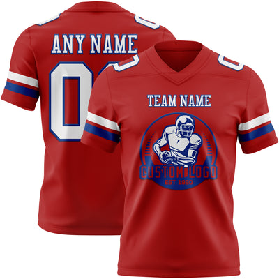 Custom Red White-Royal Authentic Football Jersey