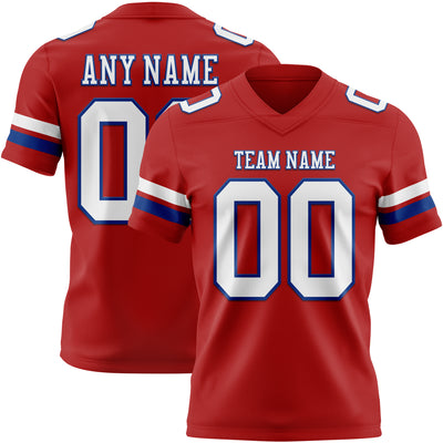 Custom Red White-Royal Authentic Football Jersey