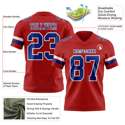 Custom Red Royal-White Authentic Football Jersey