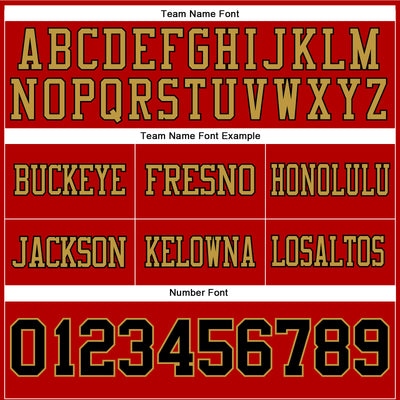 Custom Red Black-Old Gold Authentic Football Jersey