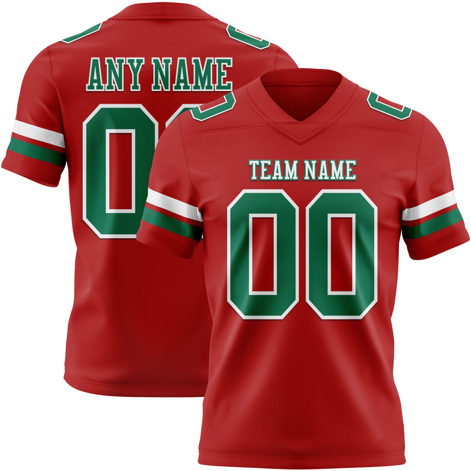 Custom Red Kelly Green-White Authentic Football Jersey