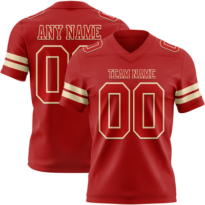 Custom Red Cream Authentic Football Jersey