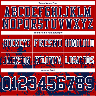 Custom Red Navy-White 3D Pattern Splash Authentic Football Jersey