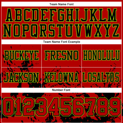 Custom Red Black-Neon Green 3D Pattern Splash Authentic Football Jersey